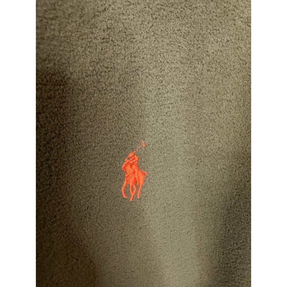 Polo Ralph Lauren Performance Olive Green Fleece Jacket Zip Orange Pony Men's M - Picture 5 of 10